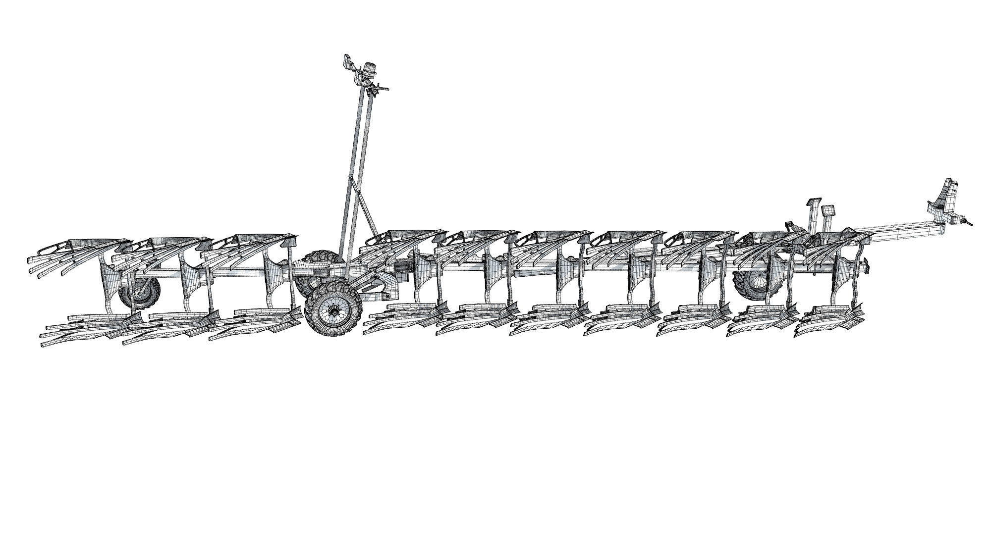 Semi Mounted Farm Plough 3D model_15