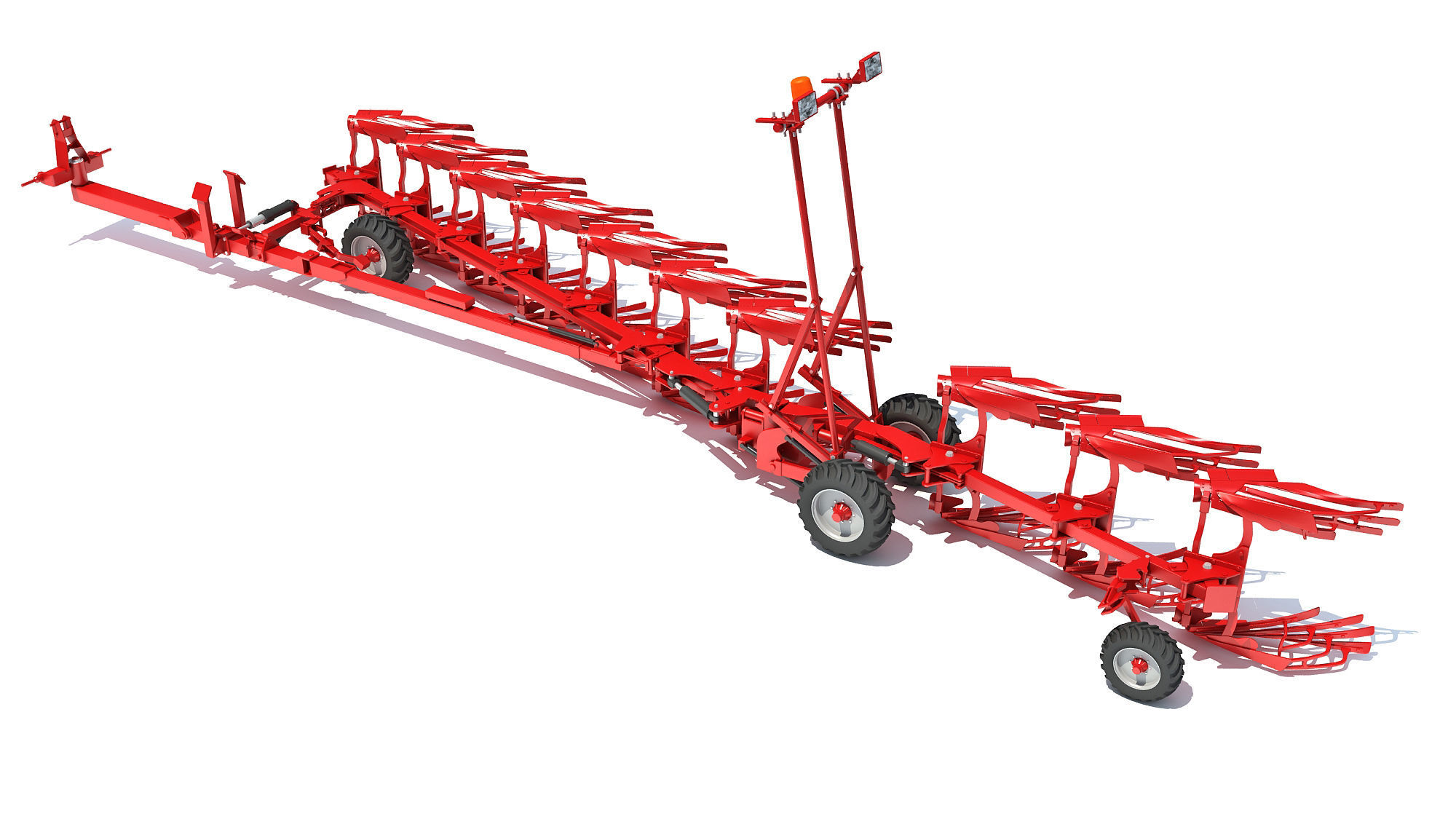 Semi Mounted Farm Plough 3D model_2