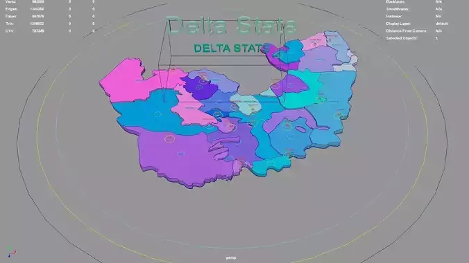 Delta State  Nigeria map region geography political geographic 3D model