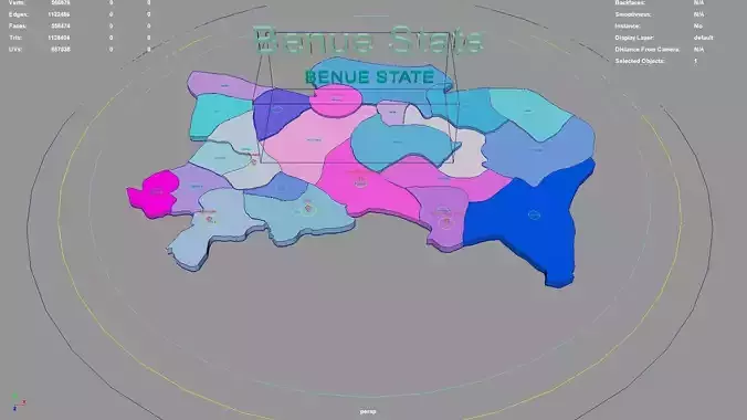 Benue State  Nigeria map region geography political geographic 3D model