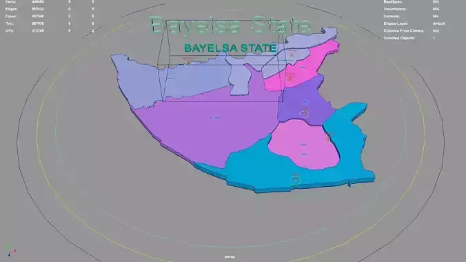 Bayelsa State  Nigeria map region geography political geographic 3D model