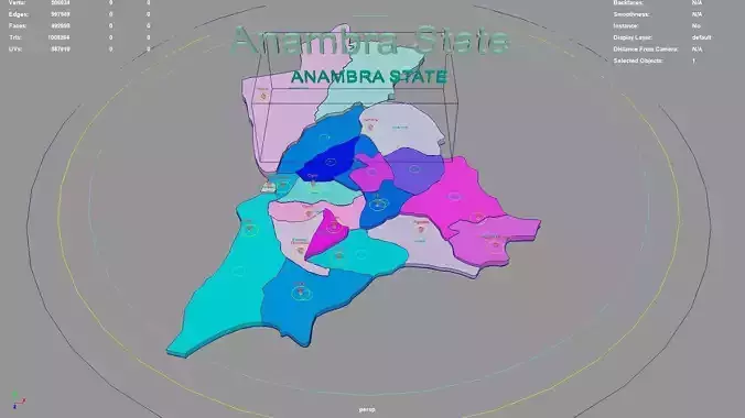 Anambra State  Nigeria map region geography political geographic 3D model