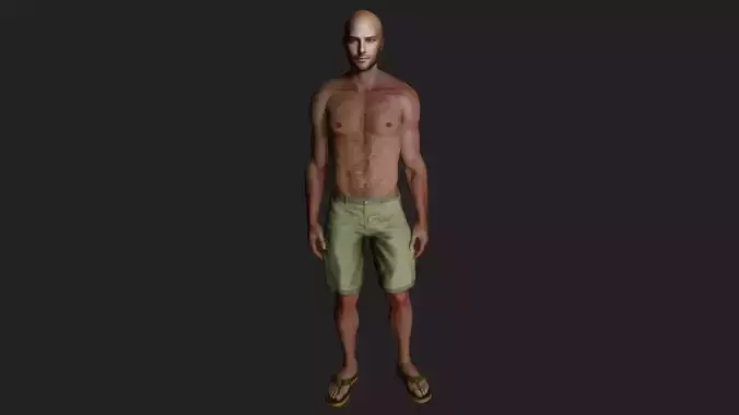 Bald guy in shorts