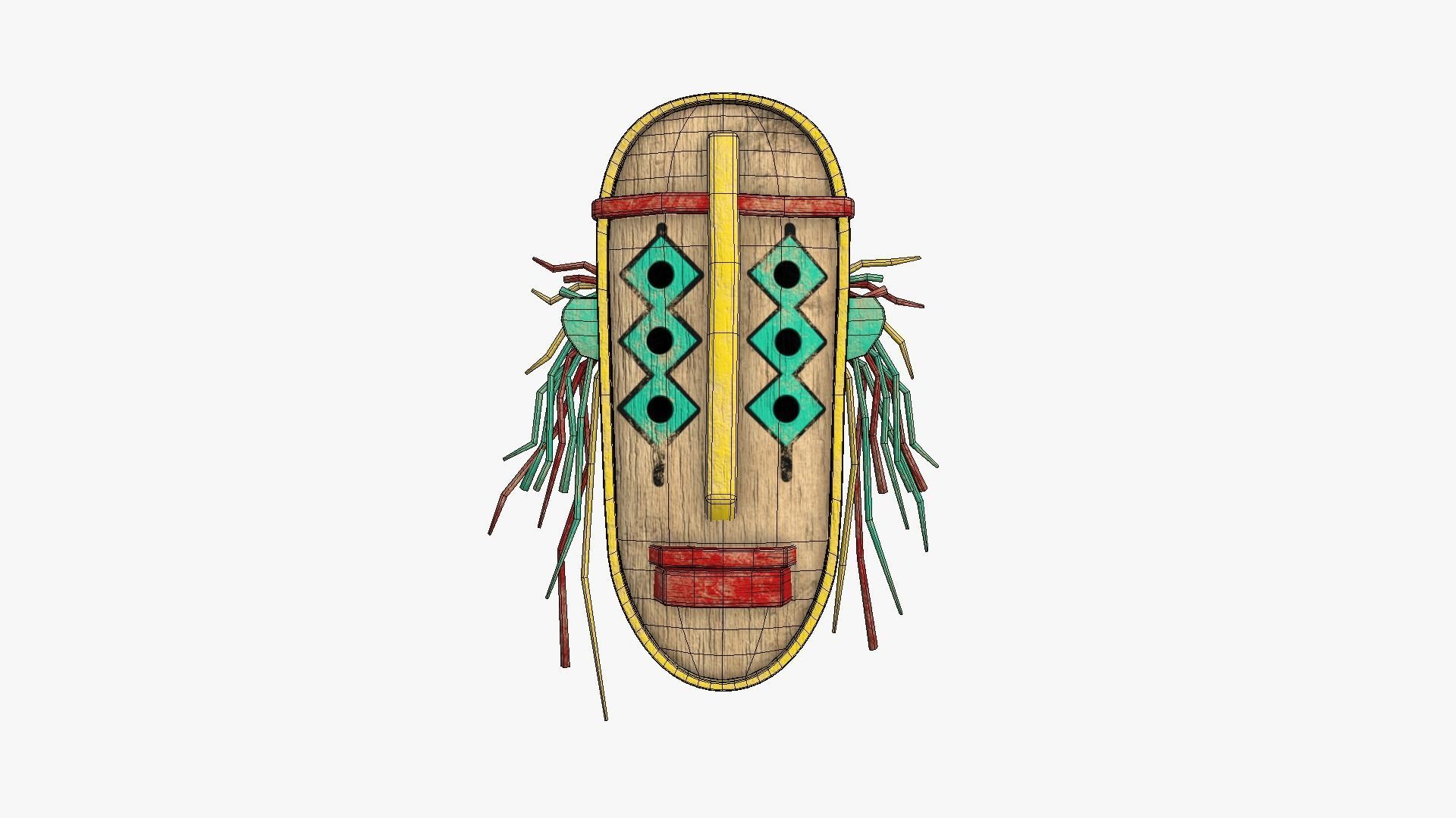 Tribal Mask F01 Colored - Costume Character Design Low-poly 3D model_6