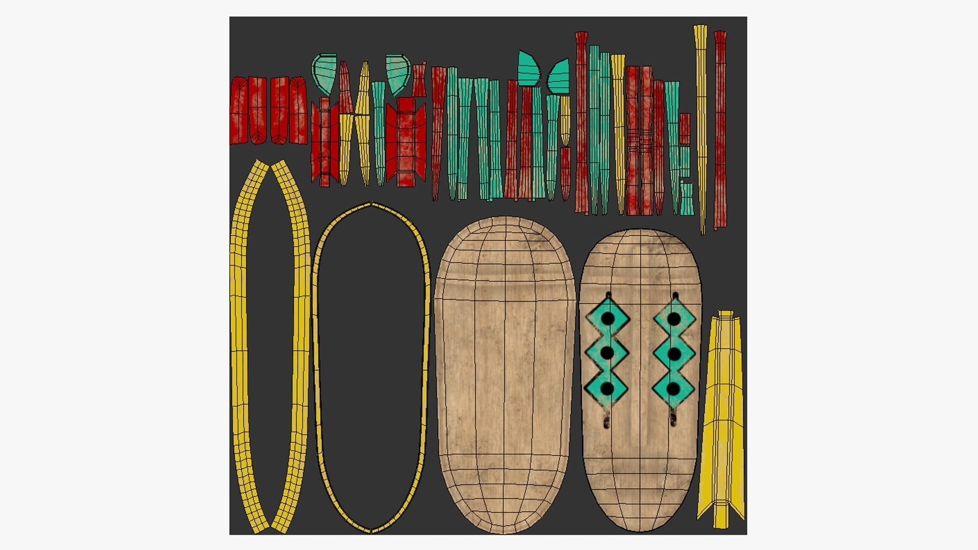 Tribal Mask F01 Colored - Costume Character Design Low-poly 3D model_5