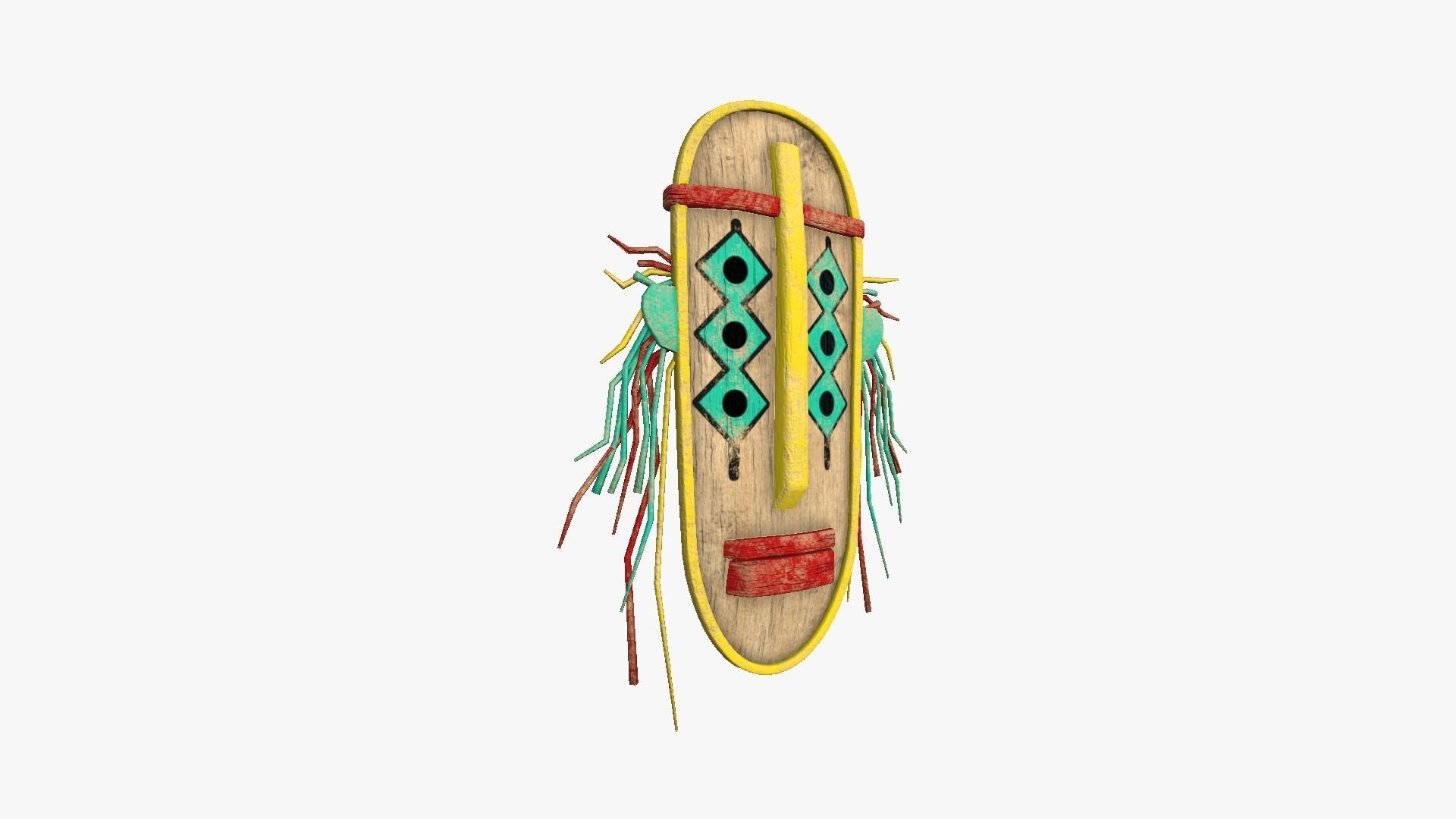 Tribal Mask F01 Colored - Costume Character Design Low-poly 3D model_1