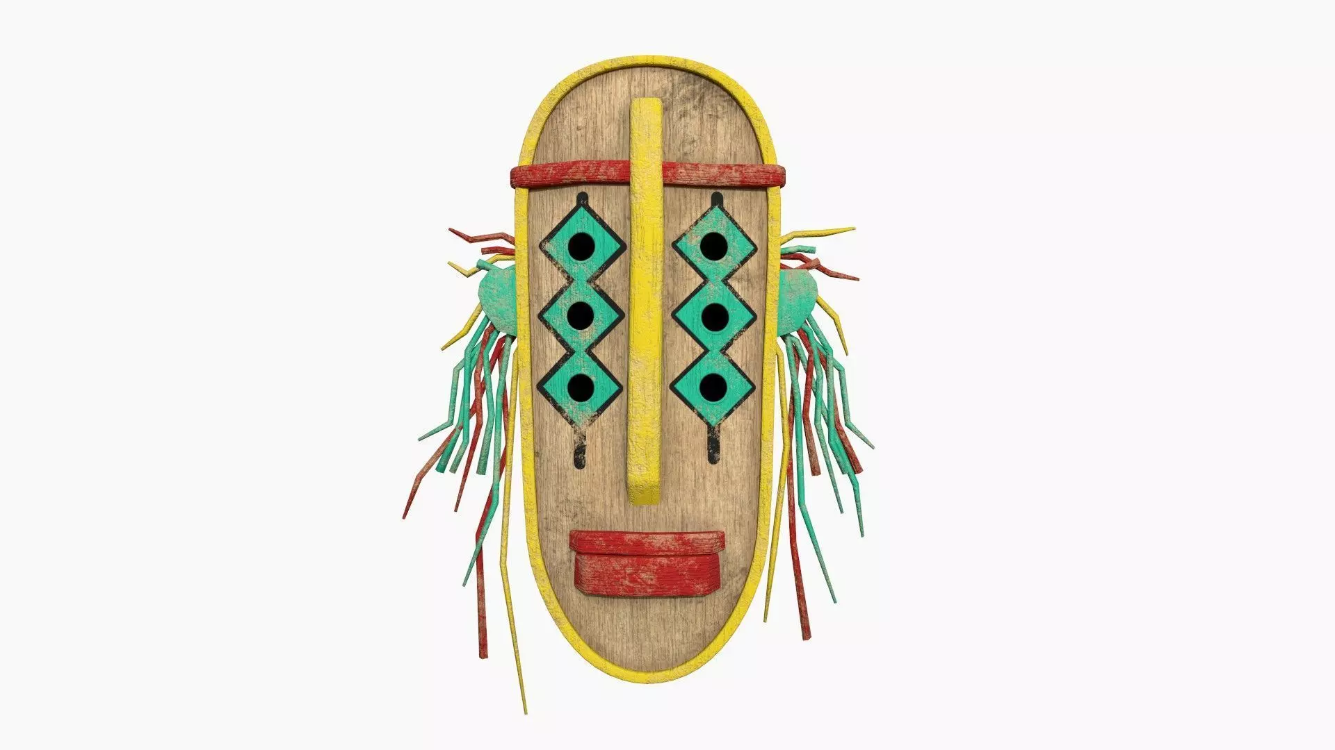 Tribal Mask F01 Colored - Costume Character Design Low-poly 3D model_0