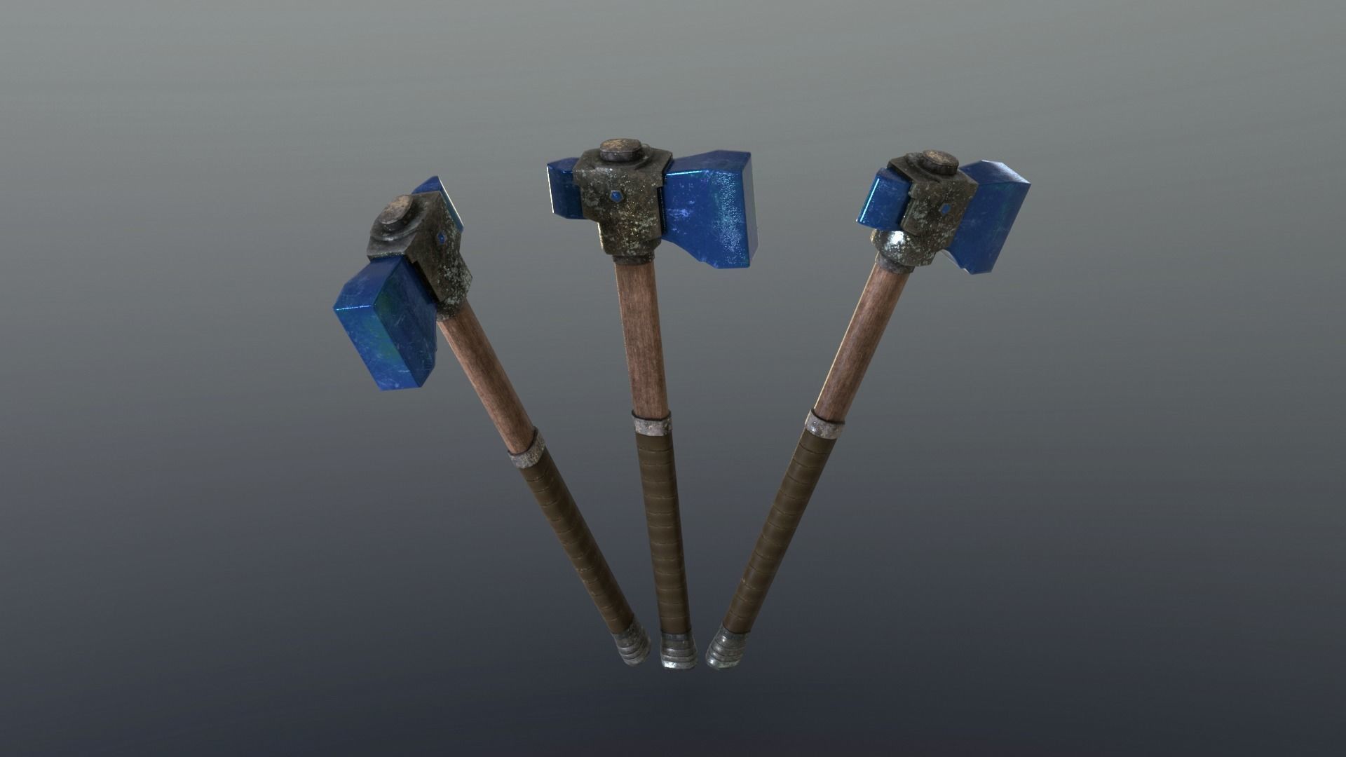 Hammer - Sapphire Low-poly 3D model_5