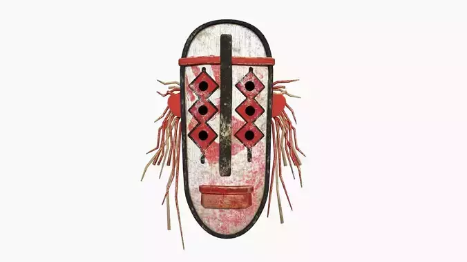 Tribal Mask F02 White Bloody - Costume Character Design Low-poly 3D model