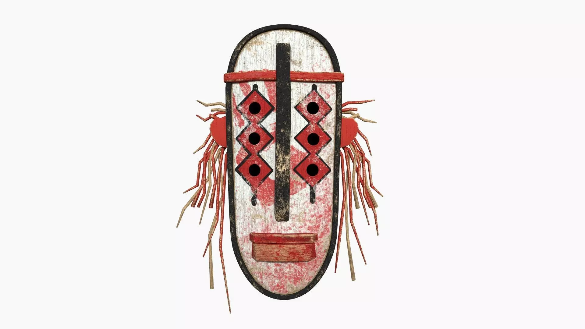 Tribal Mask F02 White Bloody - Costume Character Design Low-poly 3D model_0