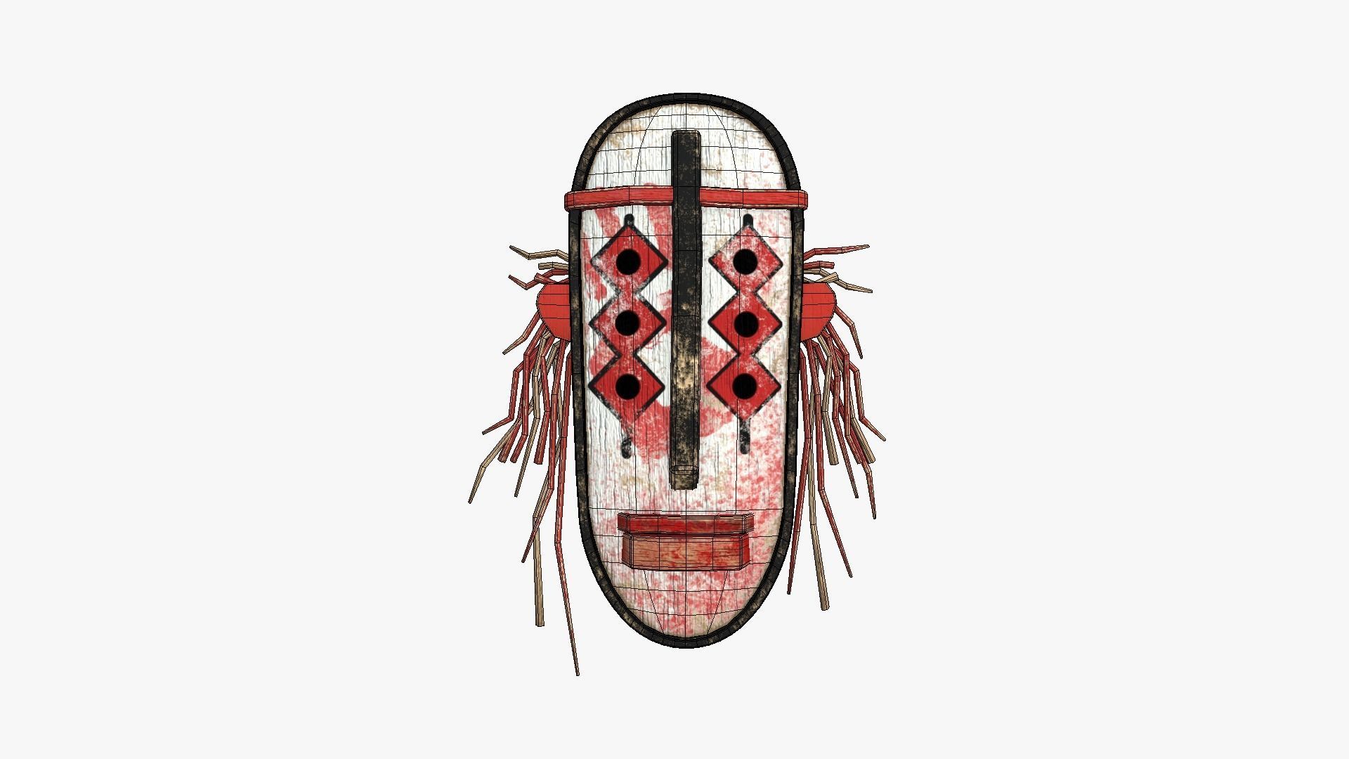 Tribal Mask F02 White Bloody - Costume Character Design Low-poly 3D model_6