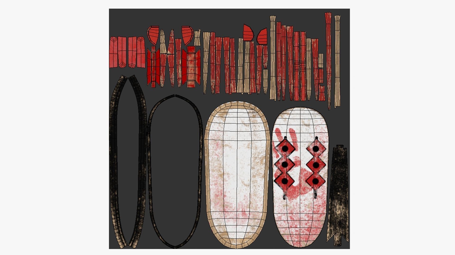 Tribal Mask F02 White Bloody - Costume Character Design Low-poly 3D model_5