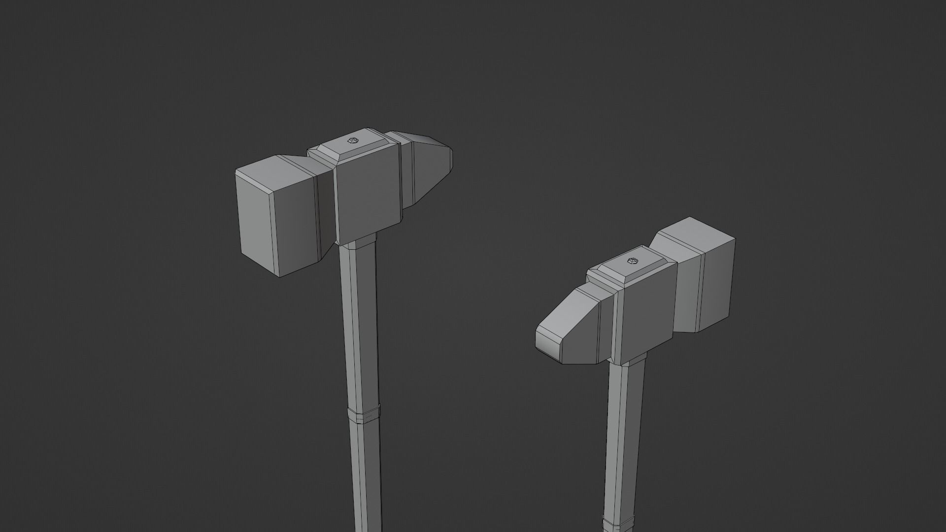 Hammer - Silver Low-poly 3D model_7