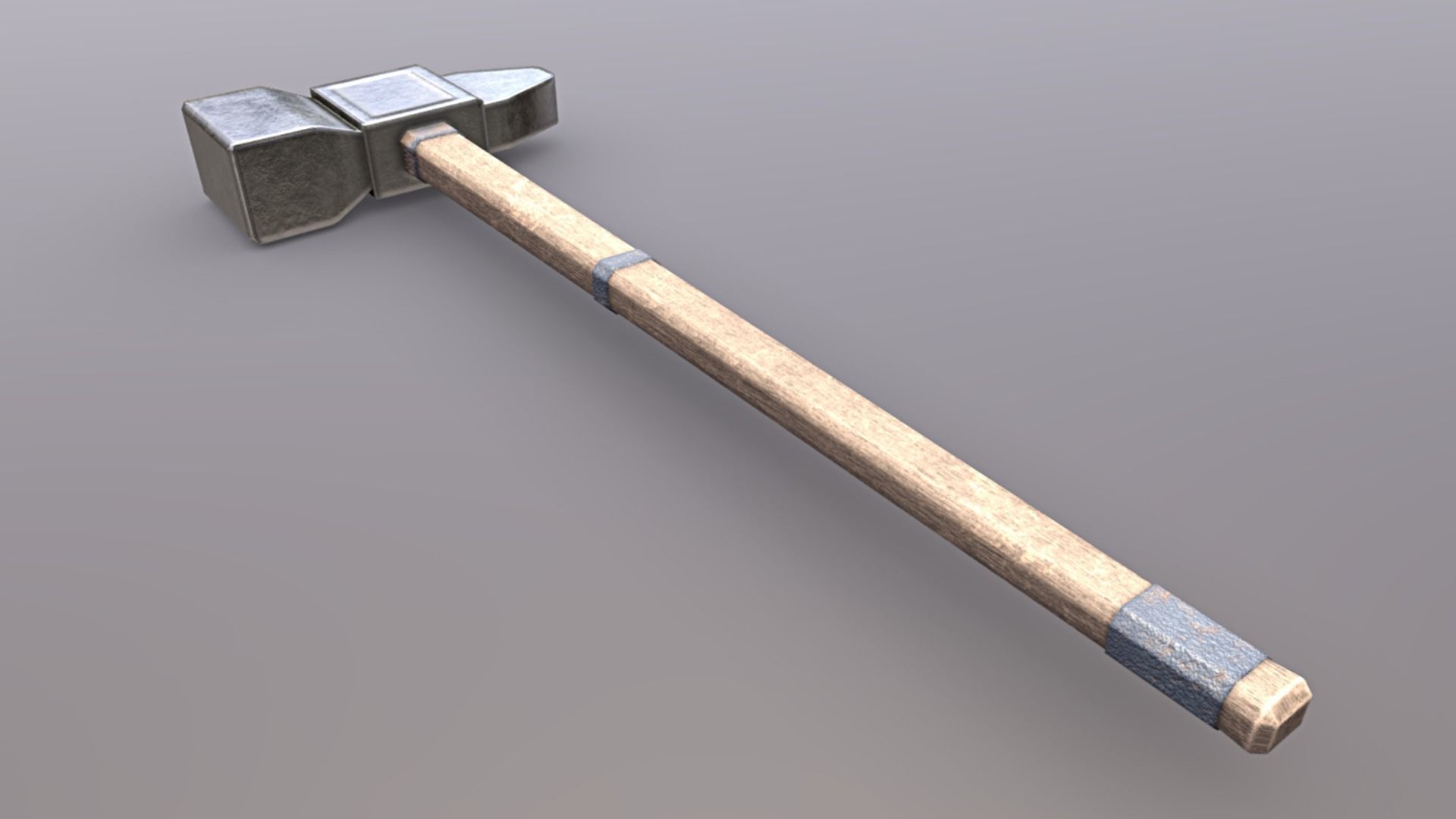 Hammer - Silver Low-poly 3D model_4