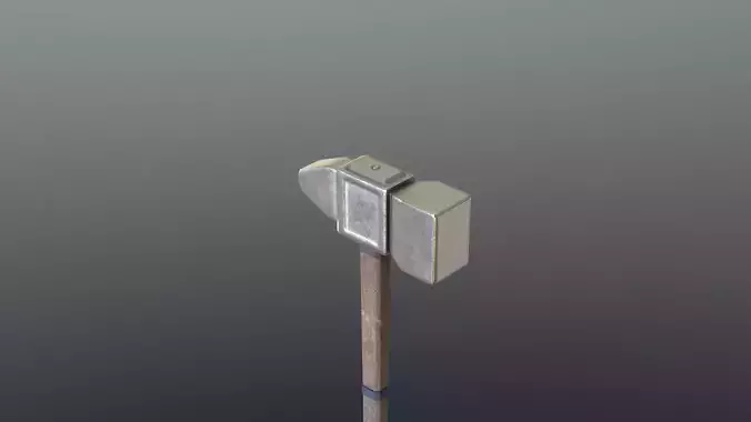 Hammer - Silver Low-poly 3D model