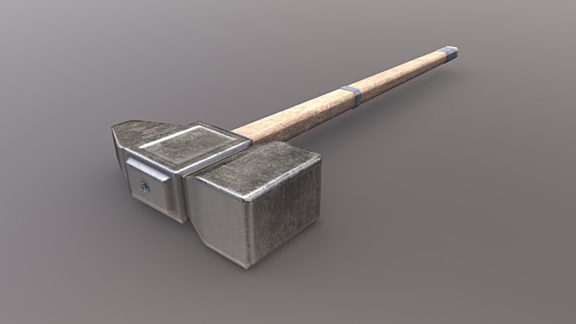 Hammer - Silver Low-poly 3D model_3