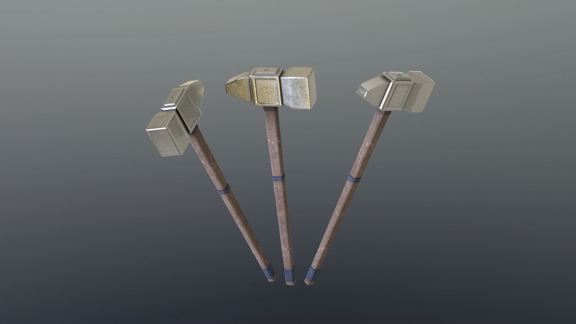 Hammer - Silver Low-poly 3D model_5