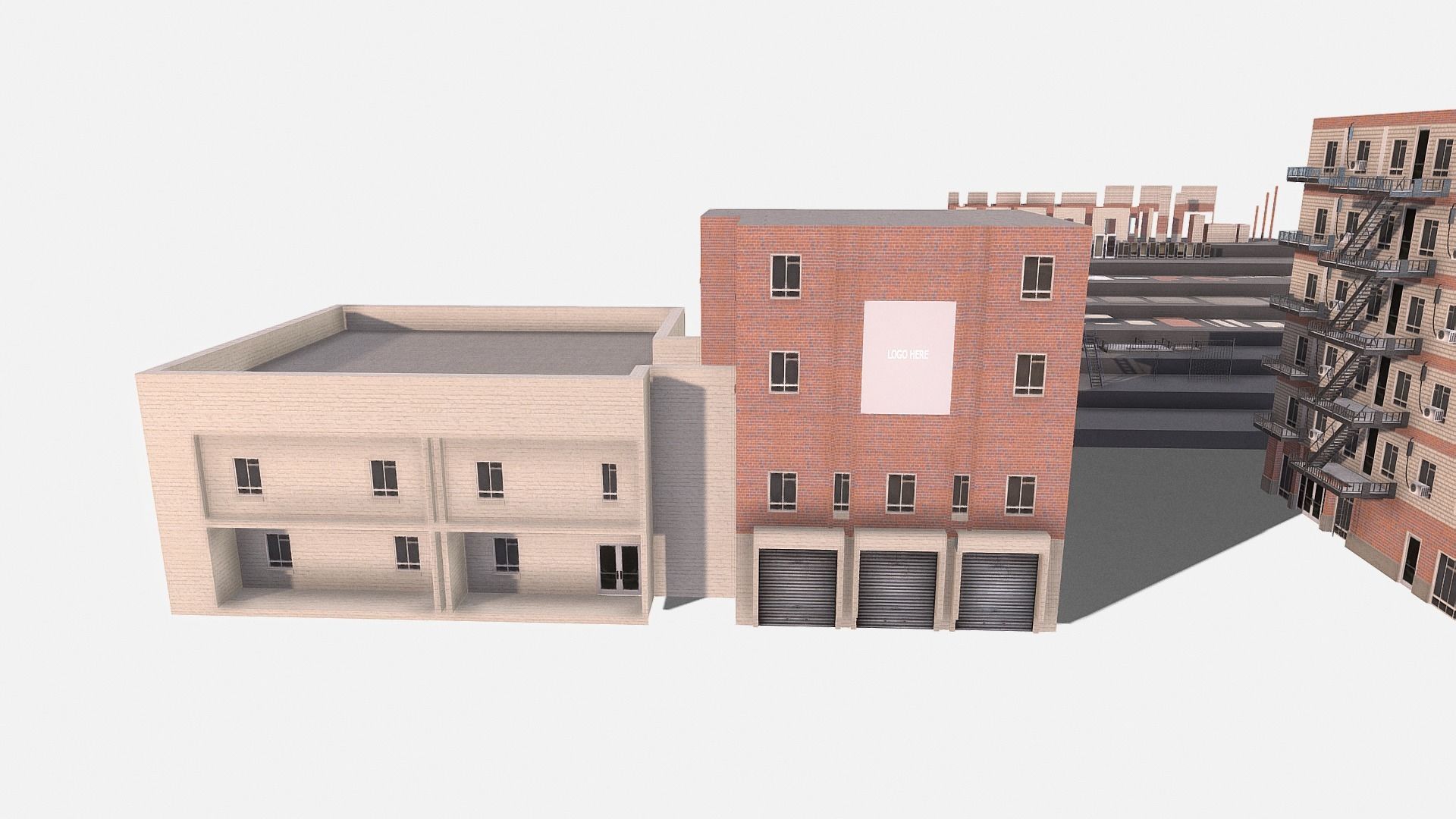modular kit buildings expansion pack Low-poly 3D model_21