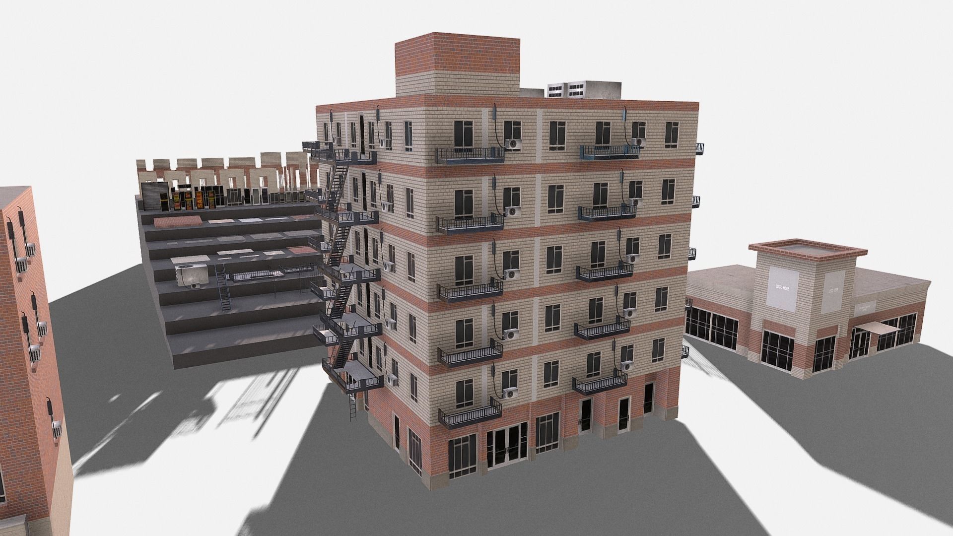 modular kit buildings expansion pack Low-poly 3D model_24