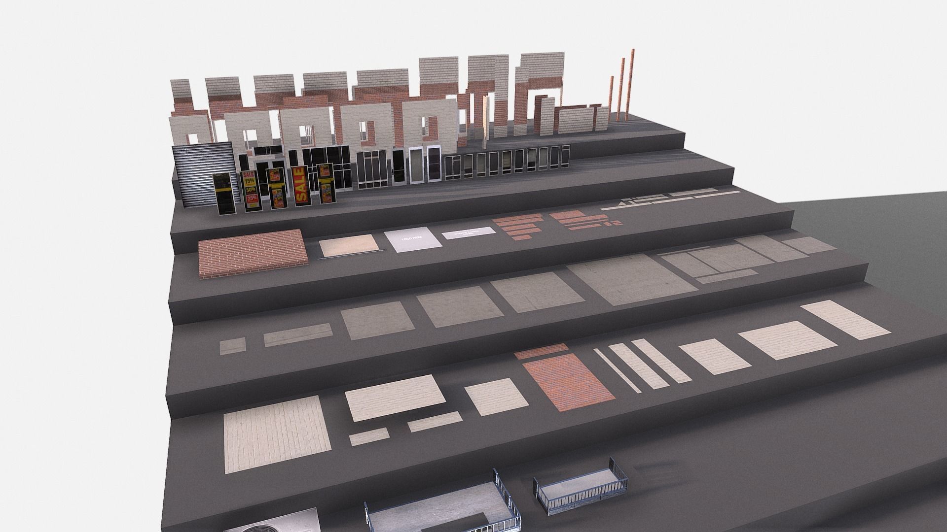 modular kit buildings expansion pack Low-poly 3D model_7