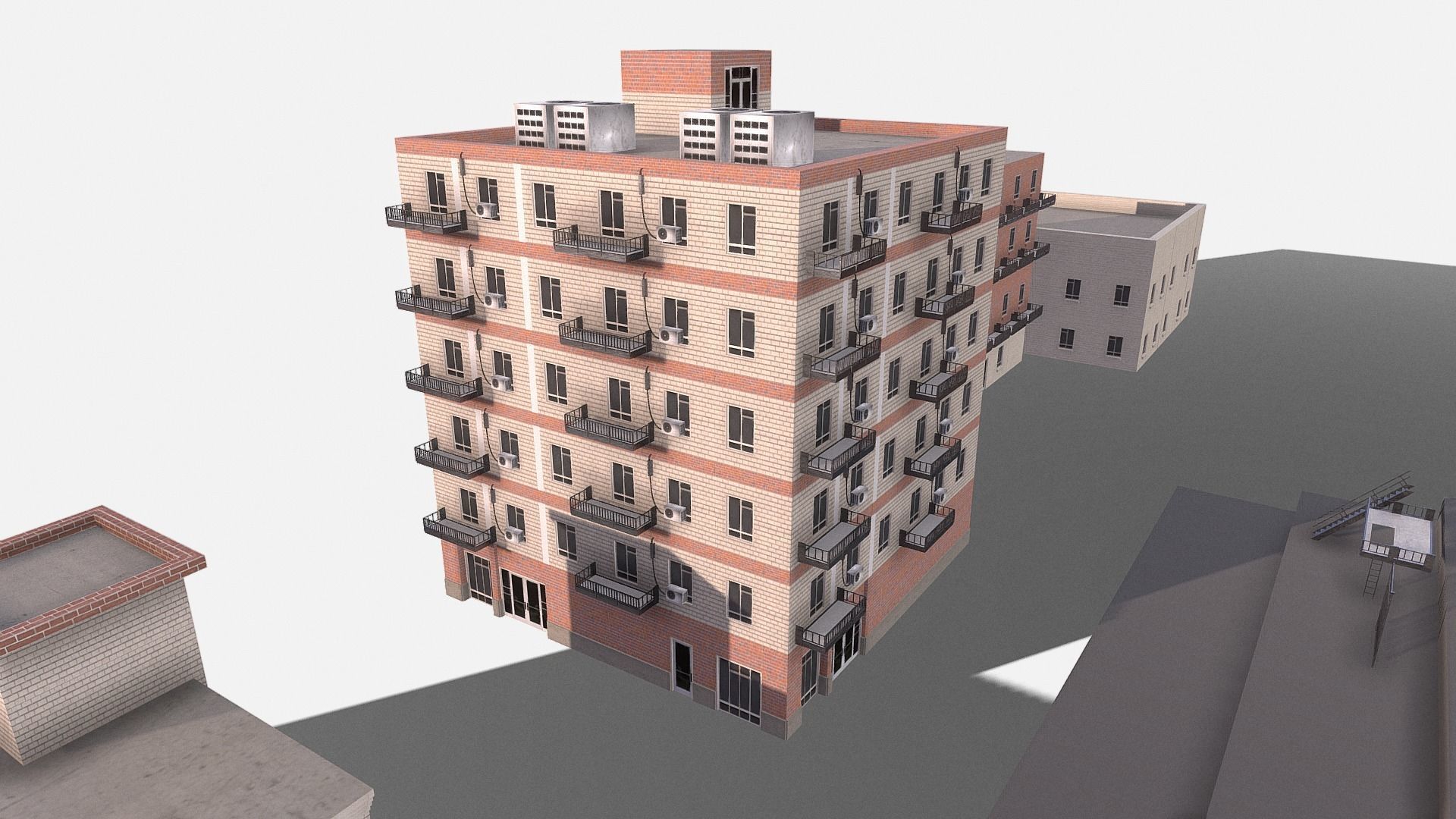 modular kit buildings expansion pack Low-poly 3D model_28
