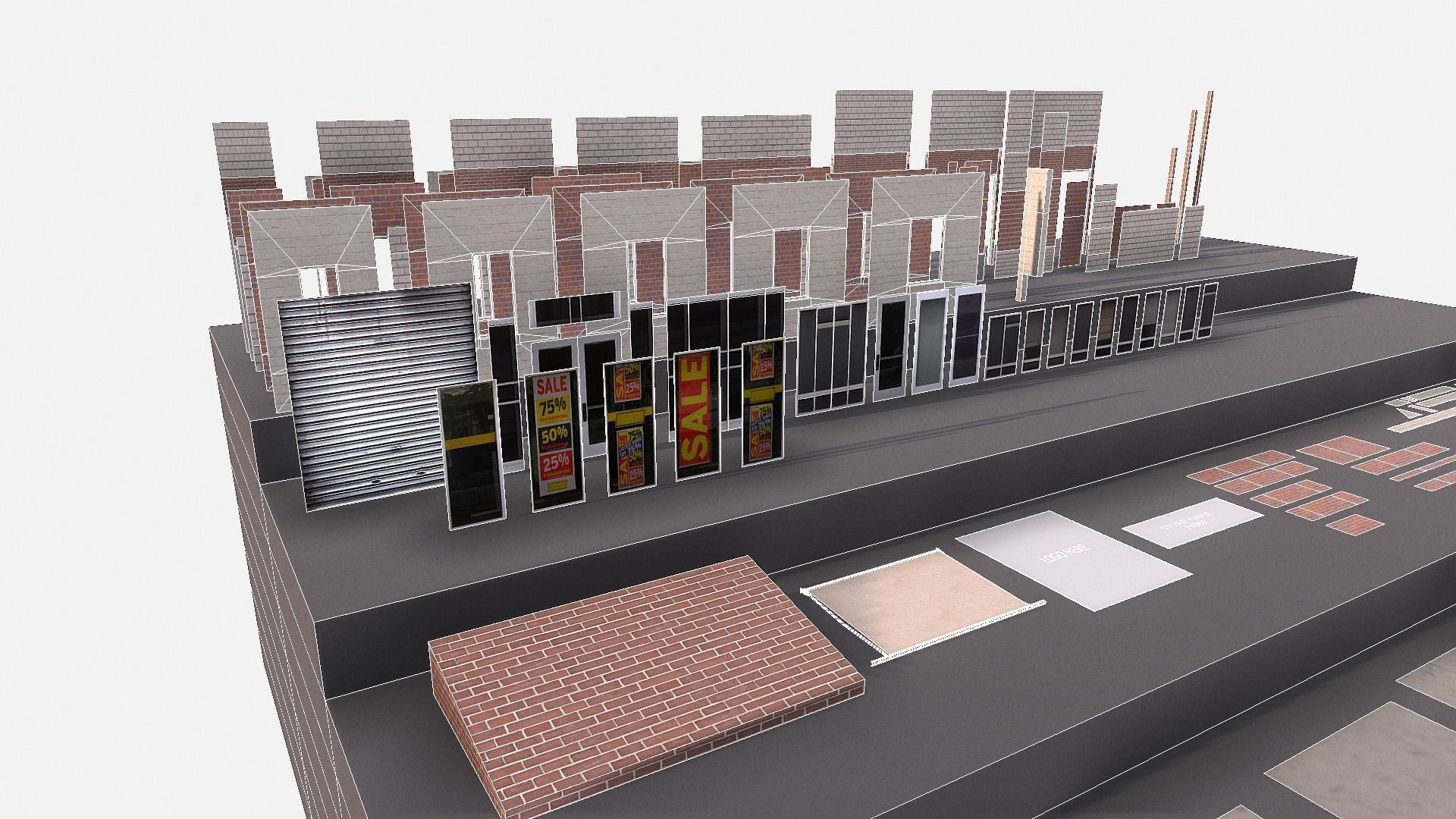 modular kit buildings expansion pack Low-poly 3D model_5