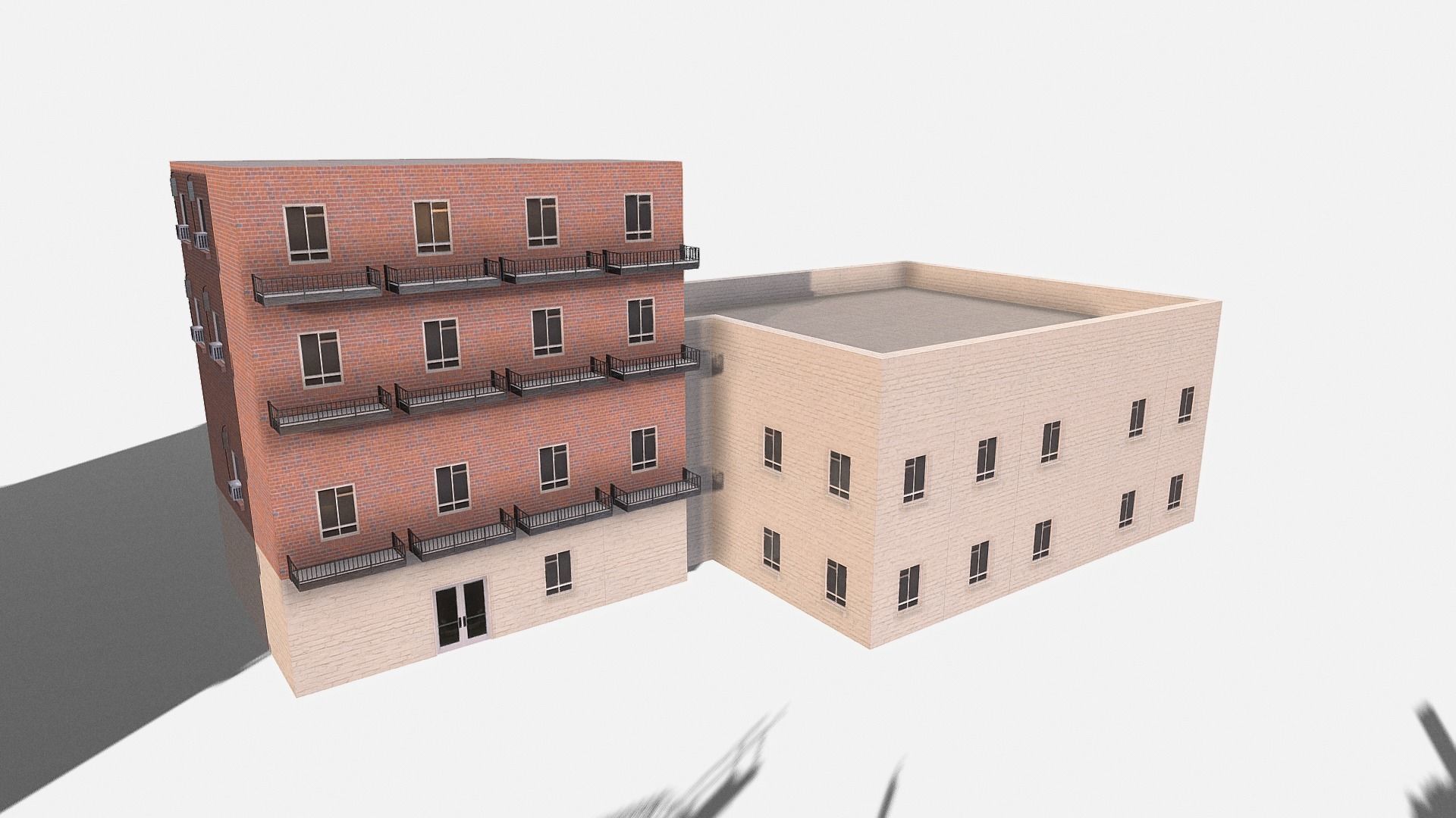 modular kit buildings expansion pack Low-poly 3D model_15