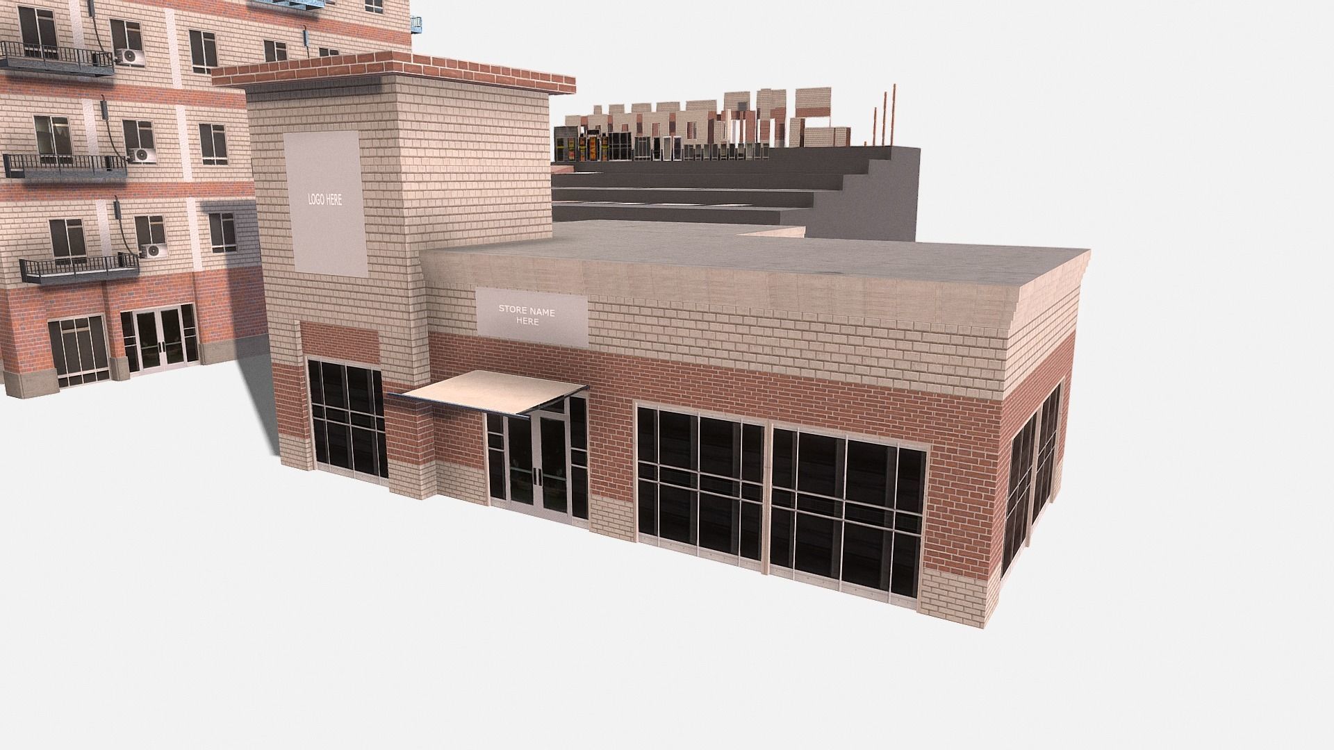 modular kit buildings expansion pack Low-poly 3D model_26