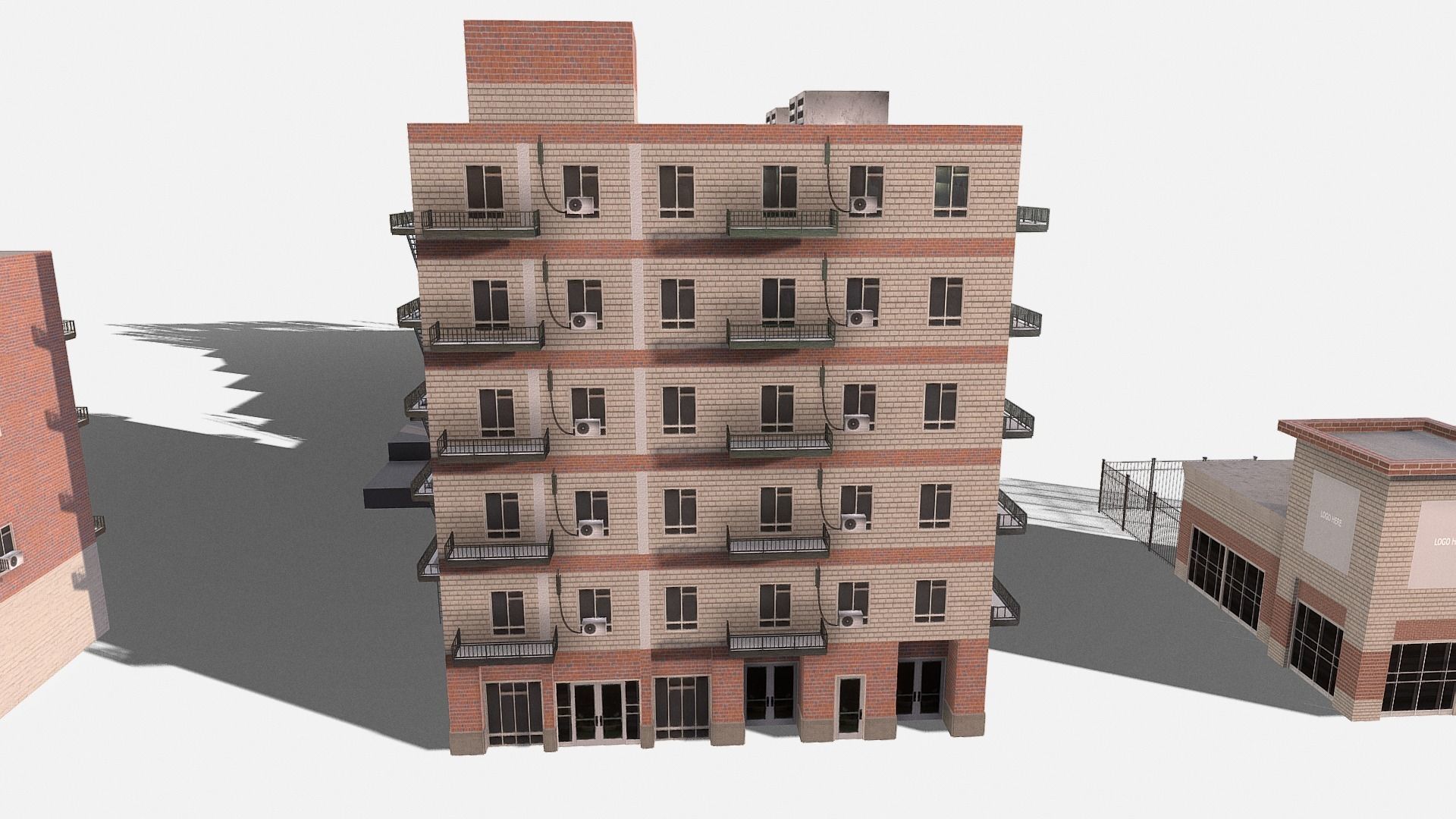 modular kit buildings expansion pack Low-poly 3D model_27