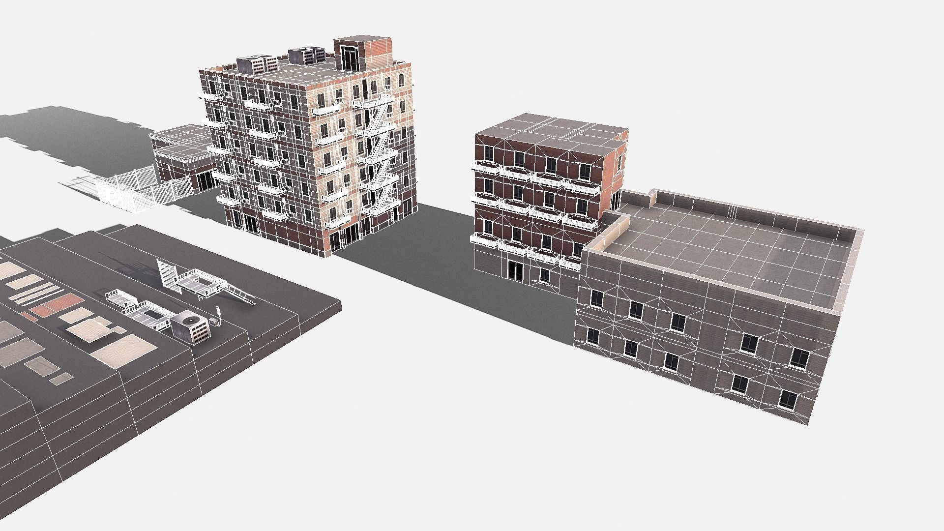 modular kit buildings expansion pack Low-poly 3D model_2