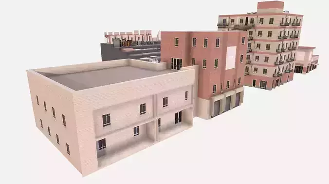 modular kit buildings expansion pack Low-poly 3D model