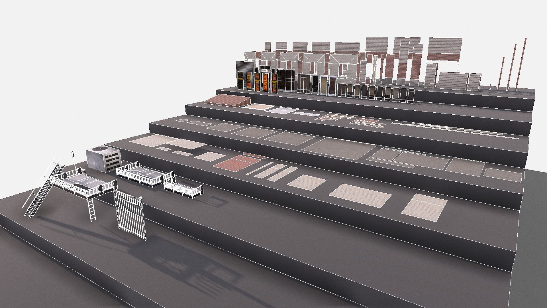 modular kit buildings expansion pack Low-poly 3D model_9