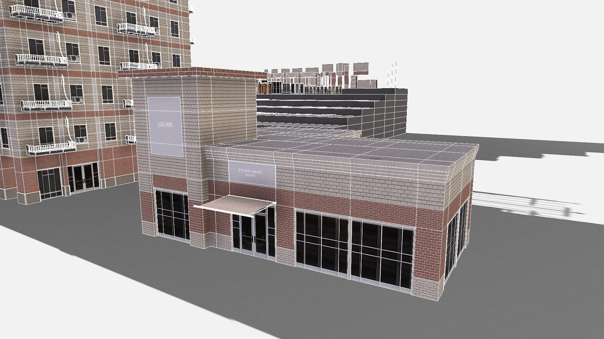 modular kit buildings expansion pack Low-poly 3D model_4