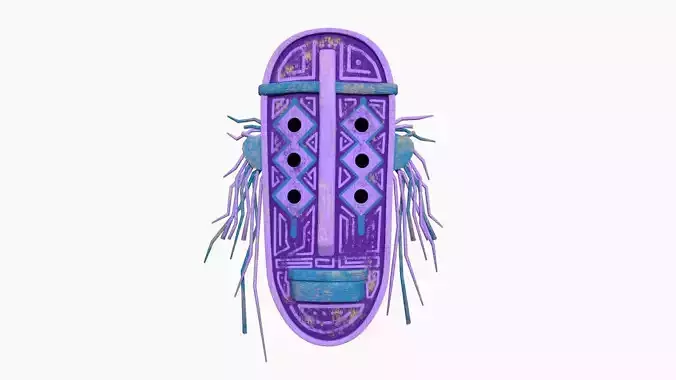 Tribal Mask F03 Purple Blue - Costume Character Design Low-poly 3D model