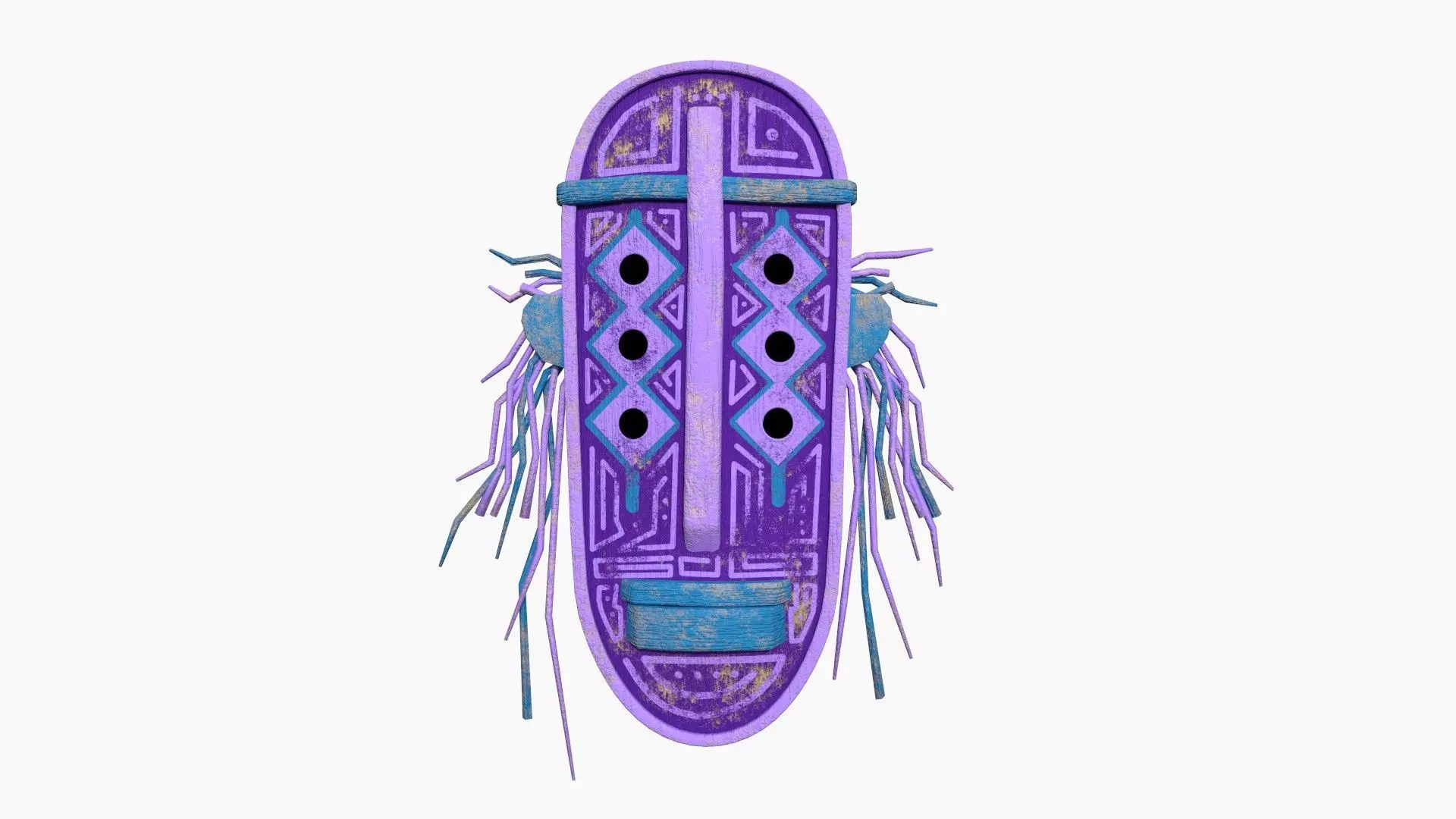 Tribal Mask F03 Purple Blue - Costume Character Design Low-poly 3D model_0