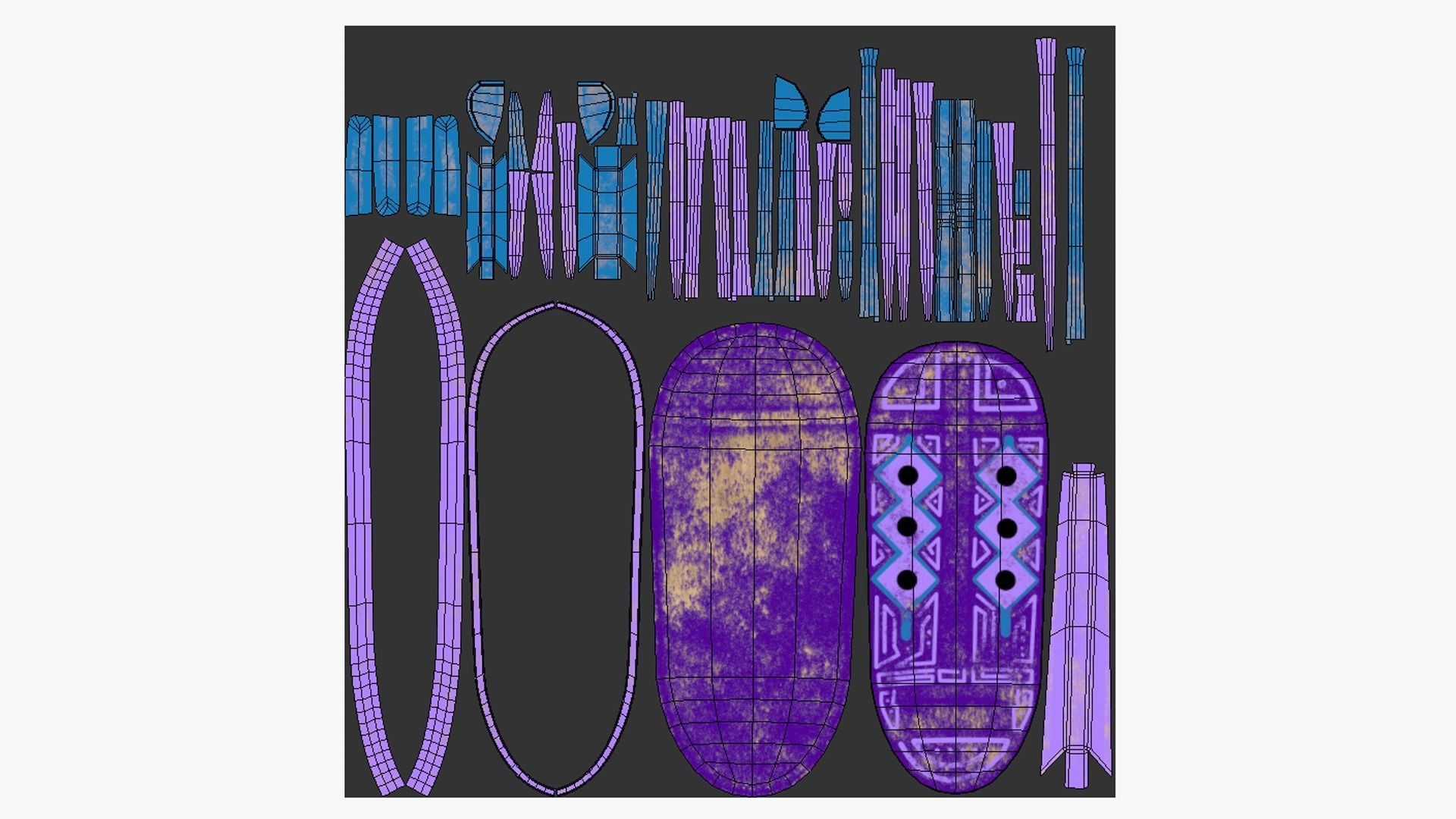 Tribal Mask F03 Purple Blue - Costume Character Design Low-poly 3D model_5