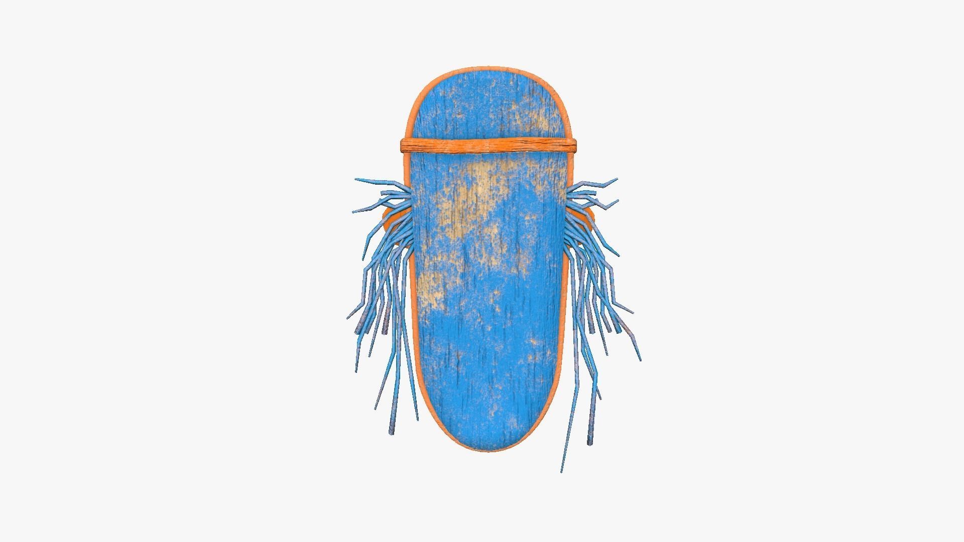 Tribal Mask F04 Orange Blue - Costume Character Design Low-poly 3D model_2