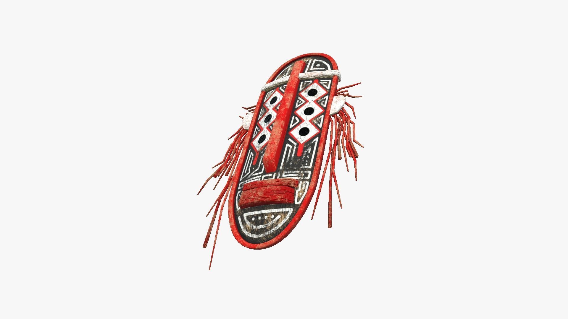 Tribal Mask F05 Black Red - Costume Character Design Low-poly 3D model_4