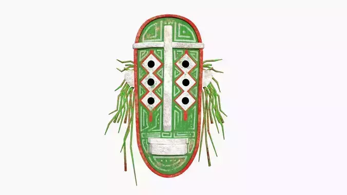 Tribal Mask F06 Green Red - Costume Character Design Low-poly 3D model