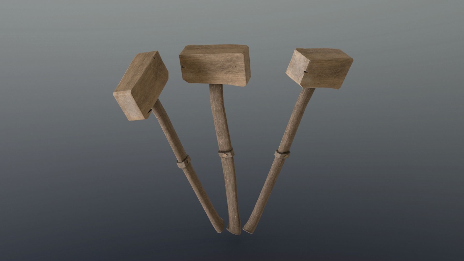 Hammer - Wood Low-poly 3D model_5