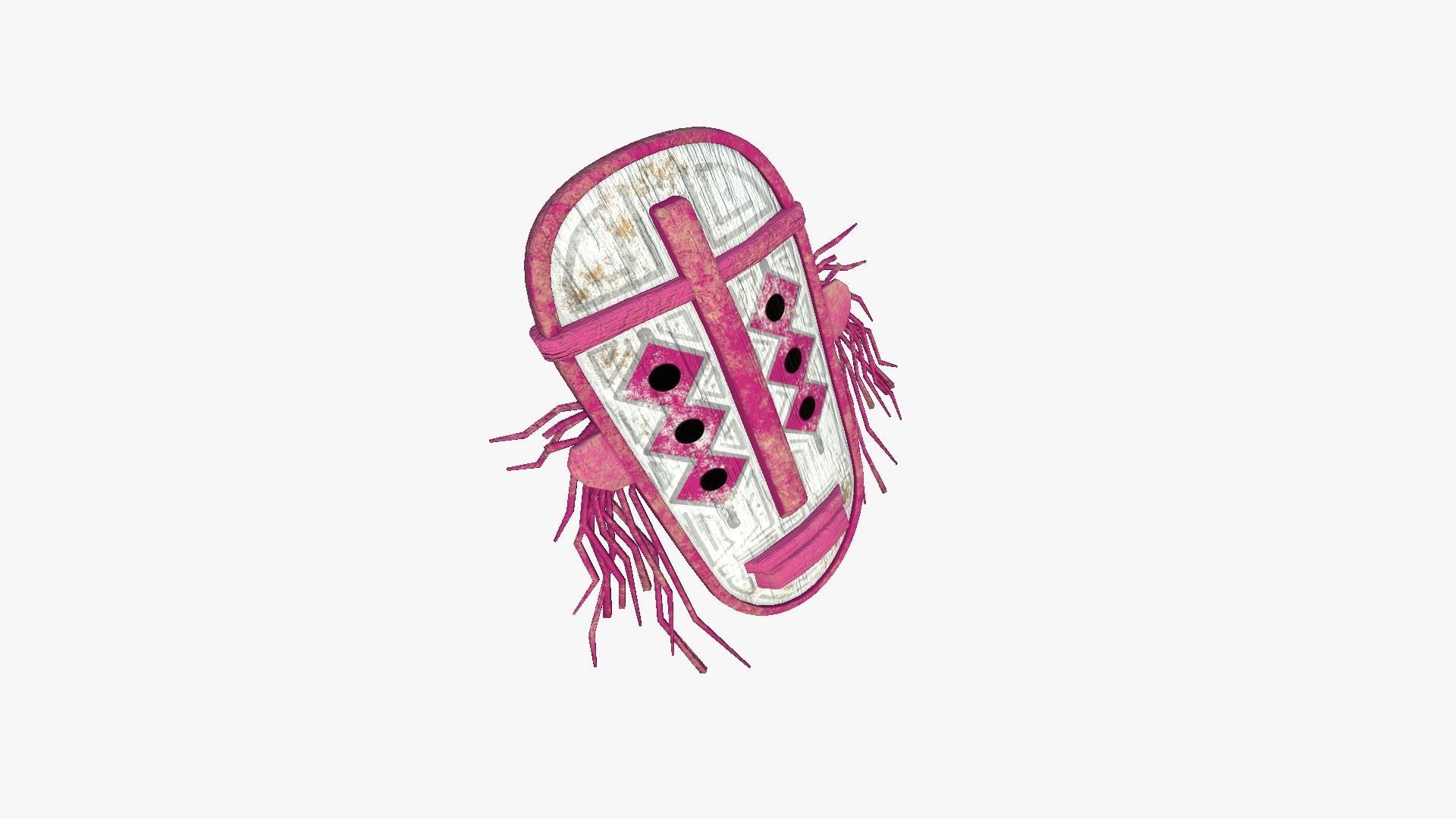 Tribal Mask F07 White Purple - Costume Character Design Low-poly 3D model_3