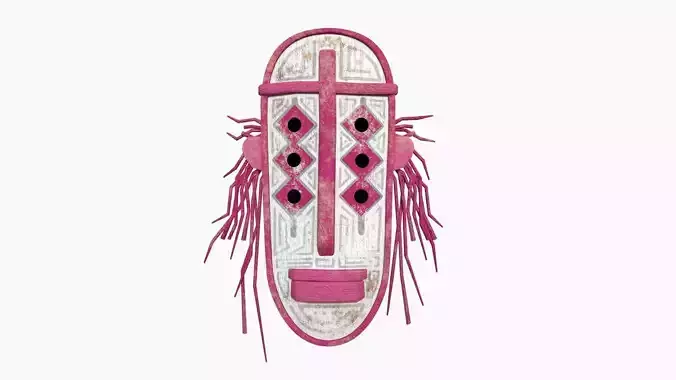 Tribal Mask F07 White Purple - Costume Character Design Low-poly 3D model