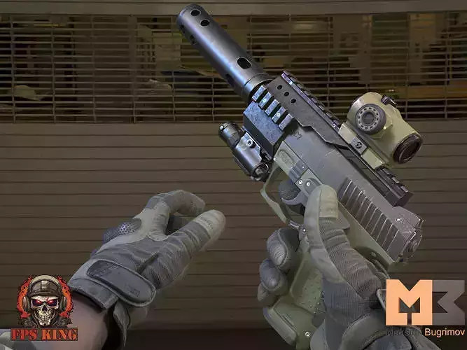 FPS ANIMATIONS SINGLE PISTOL Low-poly 3D model