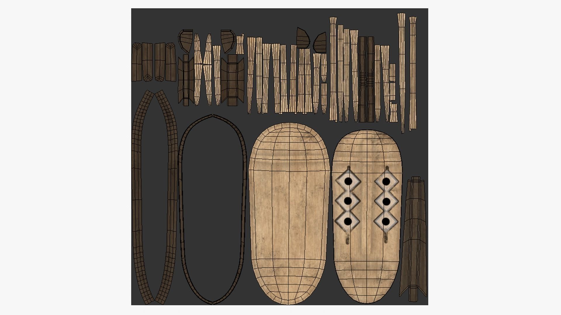 Tribal Mask F08 Full Wood - Costume Character Design Low-poly 3D model_5