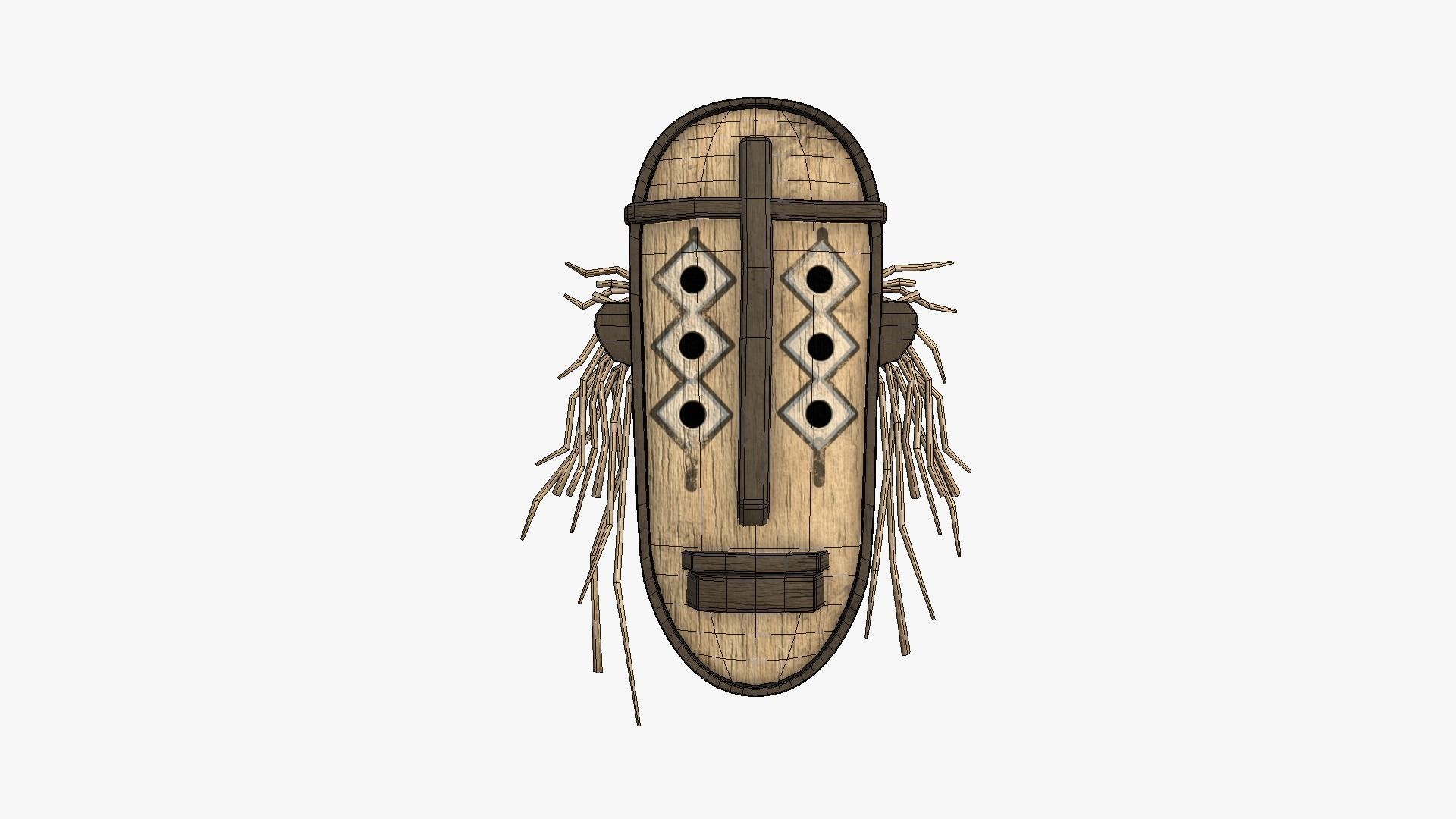 Tribal Mask F08 Full Wood - Costume Character Design Low-poly 3D model_6