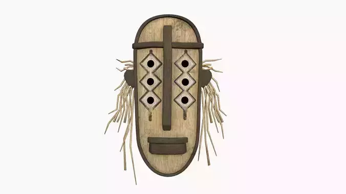 Tribal Mask F08 Full Wood - Costume Character Design Low-poly 3D model