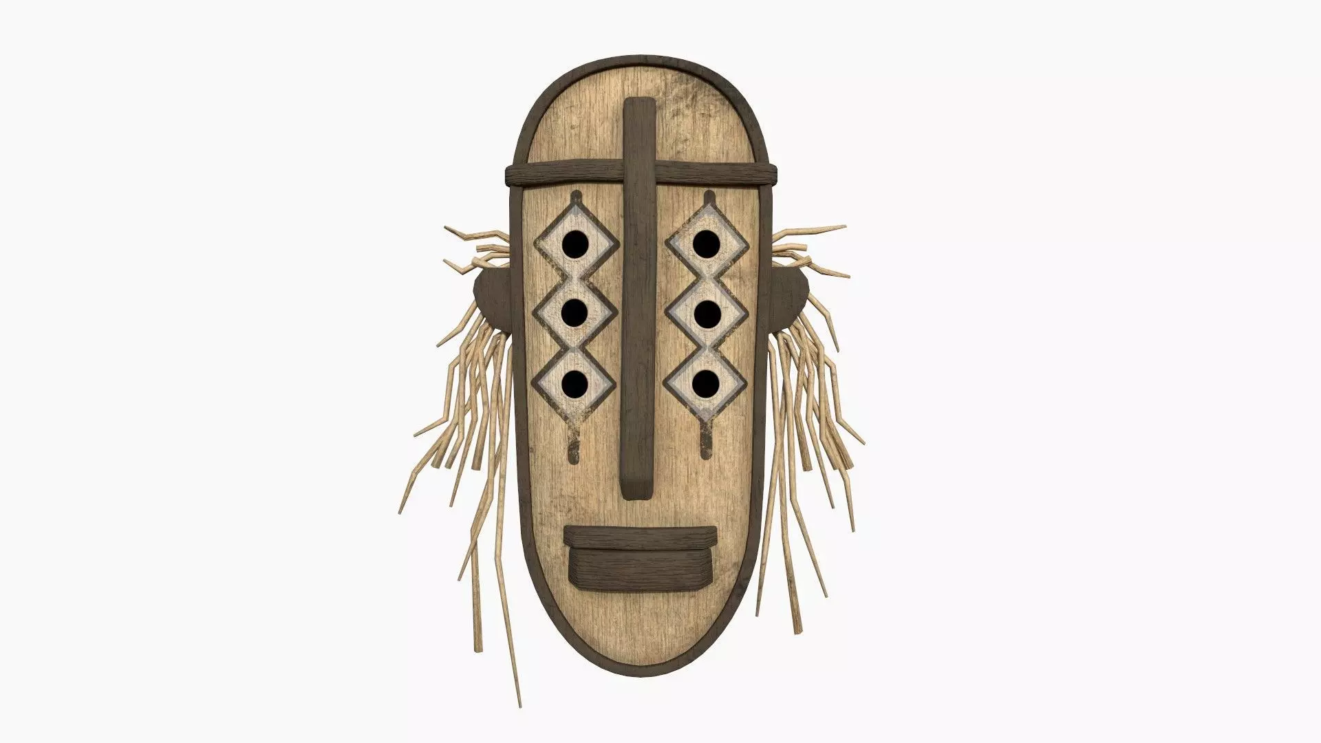 Tribal Mask F08 Full Wood - Costume Character Design Low-poly 3D model_0