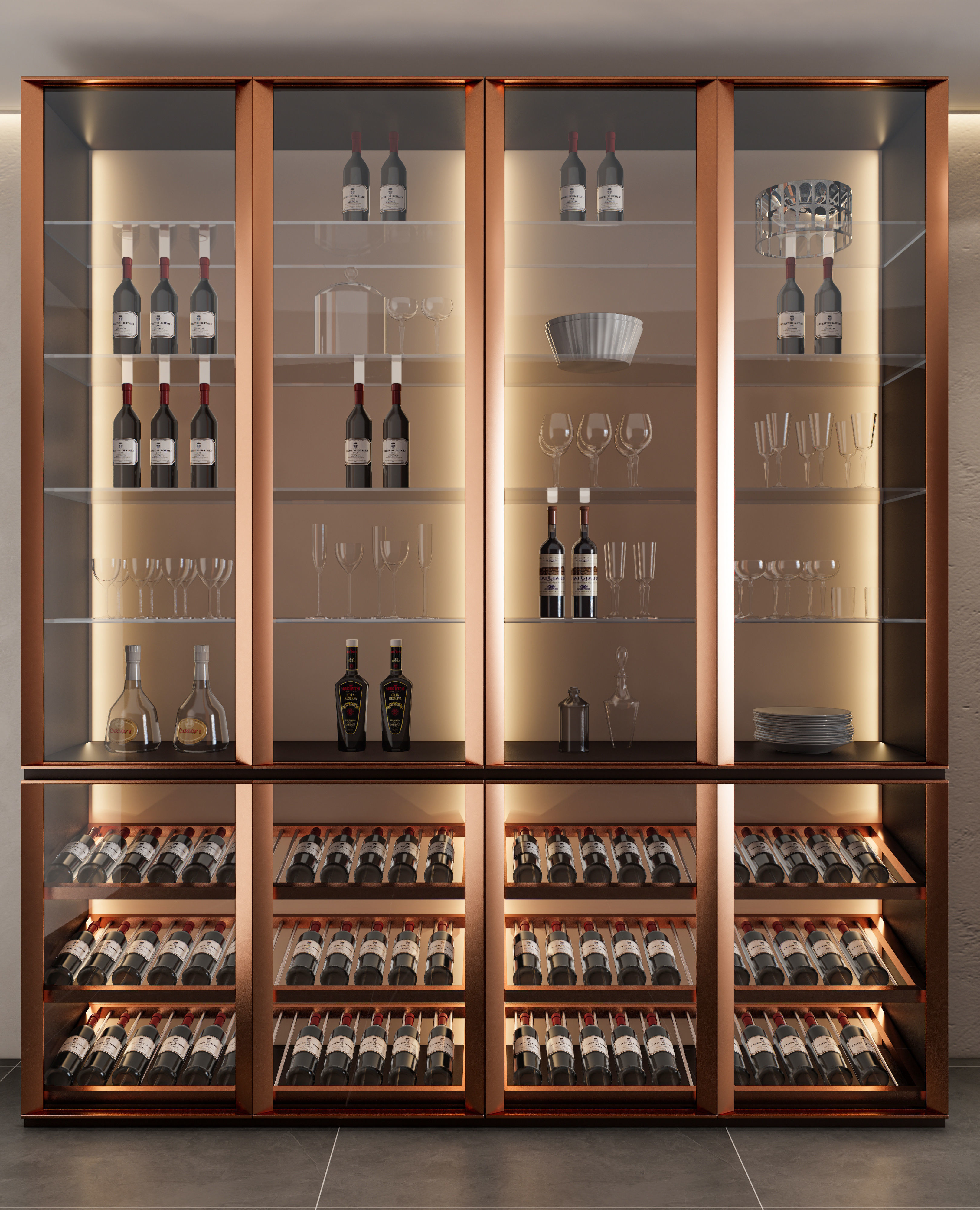 Wine cabinet Rack Cellar 3D model_14