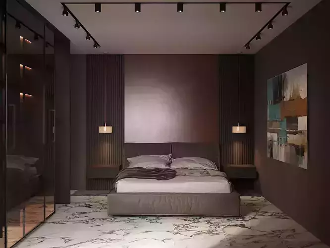 Dark bedroom full scene