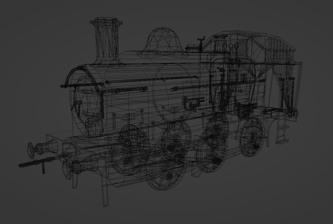 GWR 1361 class steam train Low-poly 3D model_1